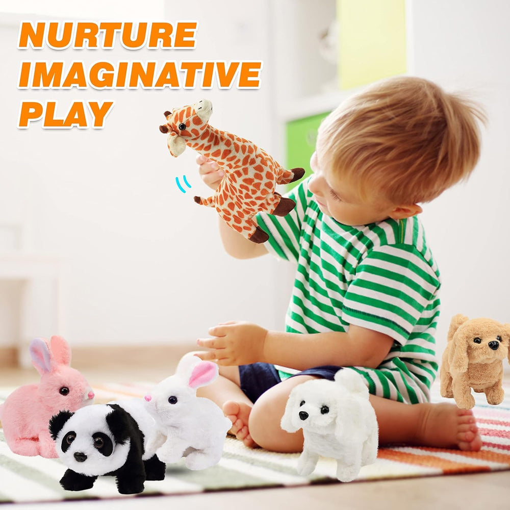 Hopping Walking Dog Toy with Sounds, Jumping Dog Wiggling Tails, Twitching Mouth and Nose, Educational Interactive Dog Toy for Baby Kids Children