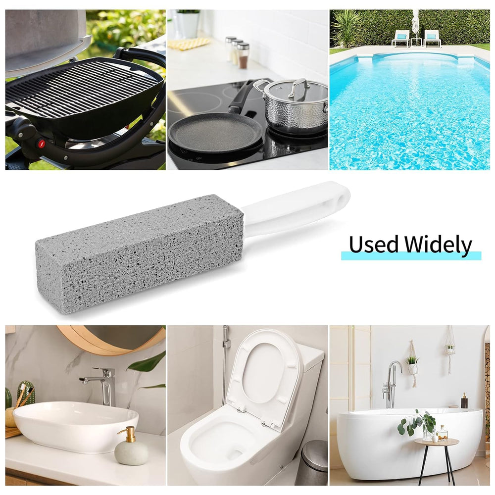 Premium Pumice Stone Toilet Bowl Cleaner with Handle – Heavy Duty Descaler for Hard Water & Rust Stains