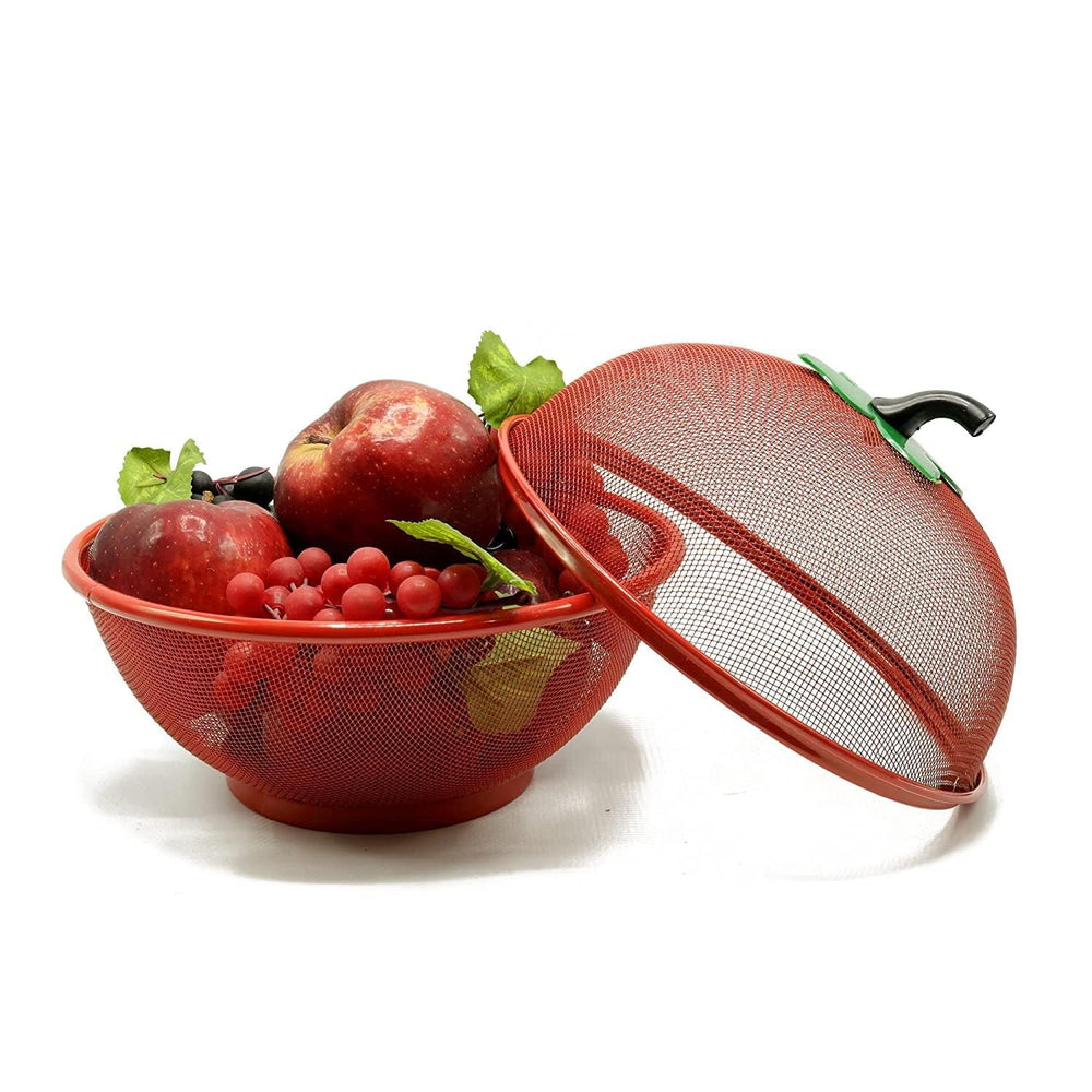 Apple Shape Net Fruits & Vegetables Basket for Kitchen, Fruit Basket with Net Cover, Fruit and Vegetable Stand Basket red