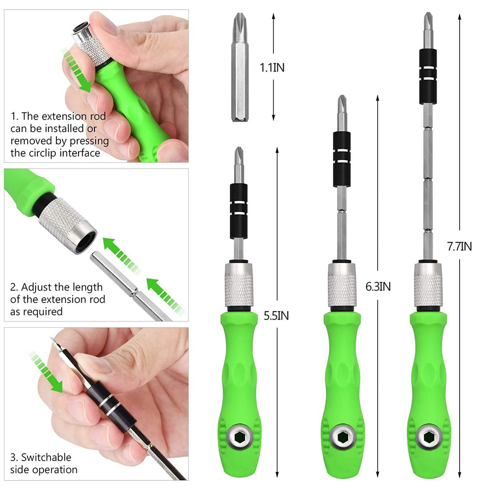 32 In 1 Magnetic Screwdriver Set With Extension Rod For Home Appliance, Laptop, Mobile, Computer, Toys & Watch Repairing,Green