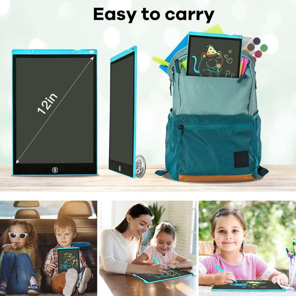LCD Writing Tablet Drawing Board 12 Inch Colorful Girls Toys Christmas Birthday Gift for 3 4 5 6 7 Year Old Girls Erasable Drawing Tablet Doodle Board Toddler Learning Toys for Girls Age 3+ (Sky)
