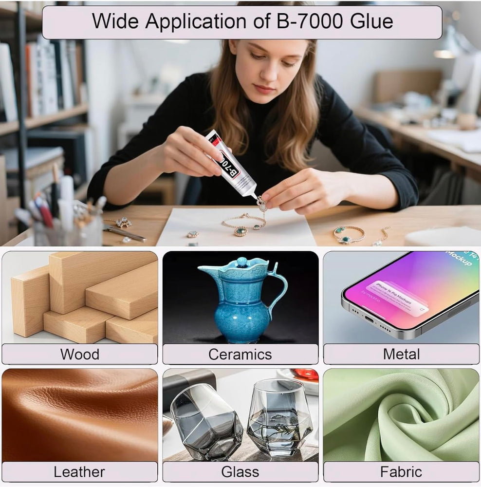 B7000 Multipurpose Adhesive Glue | Jewelry, Beads, Clothes, Shoes, Fabrics,Screen Repair, Metal, Stone, Glass, Mobile Phones,Artificial Crystal Crafts (50ML/1.68fl.oz)