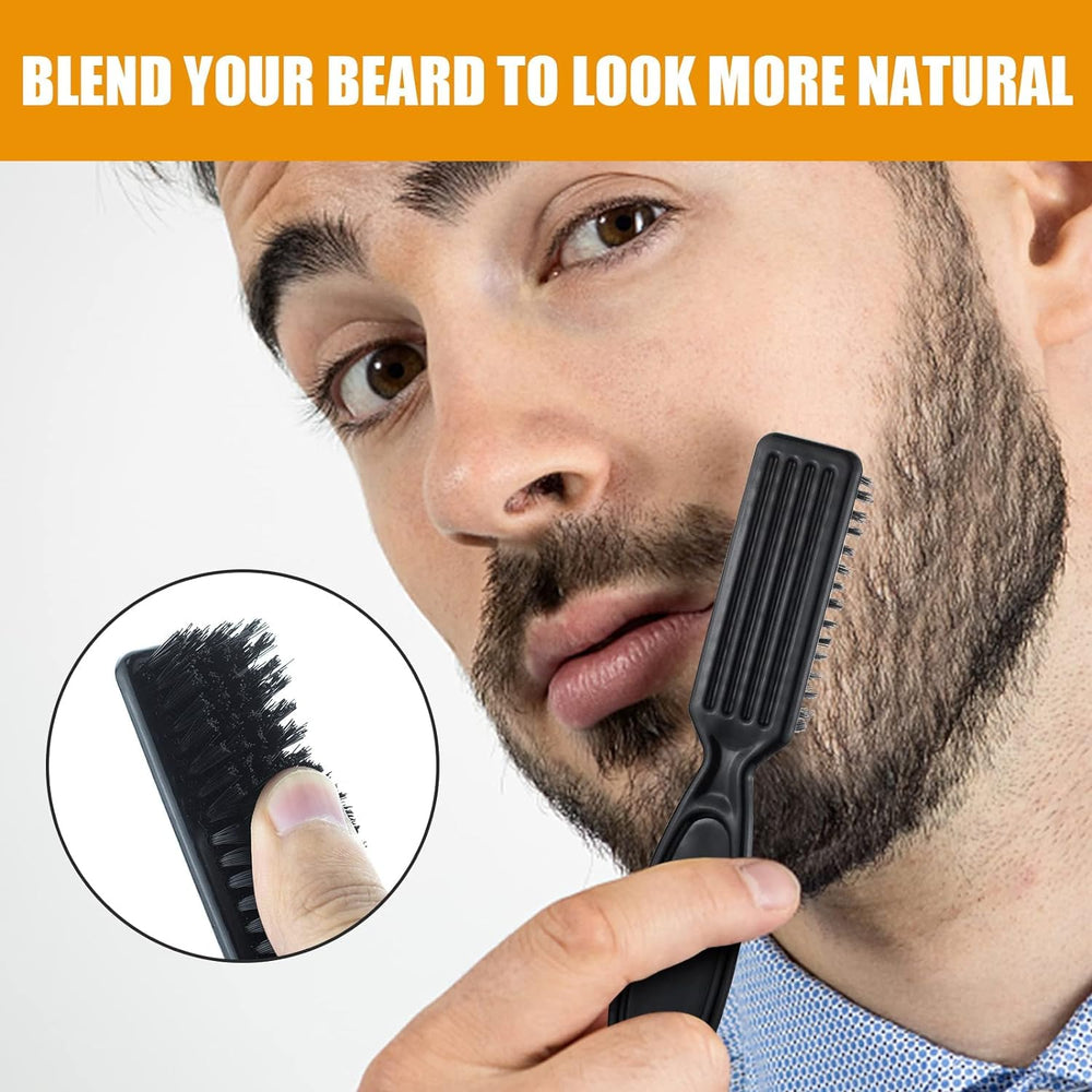 Beard Filling Pen Kit, Barber Styling Beard Colour Filler Pencil with Brush, Waterproof, Sweat Proof, Sharp Beard Lines Long-Lasting Durable Pencil for Men Beard, Moustache, Eyebrows Filler - Black