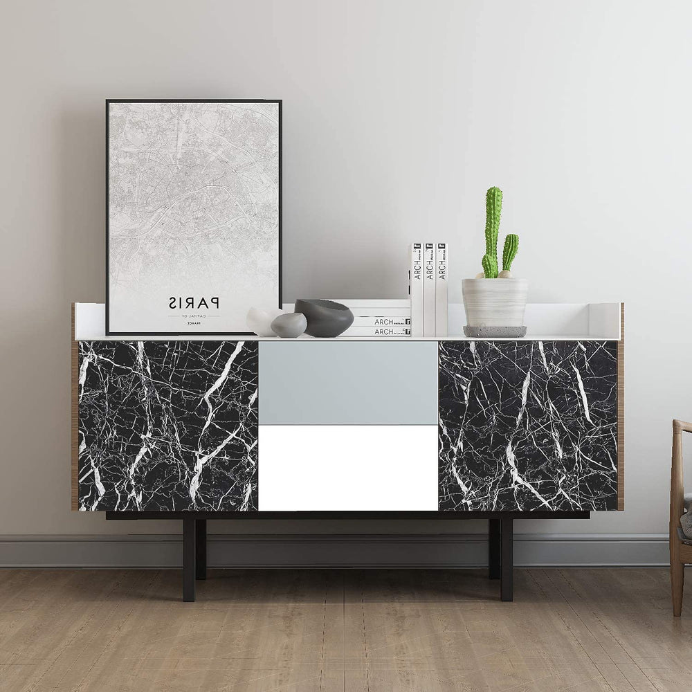 Black Marble Foil Paper (60cm x 200cm) - Self-Adhesive Black Marble Wallpaper & Sticker | Stylish Black Foil Paper for Home Decor (Pack of 1)