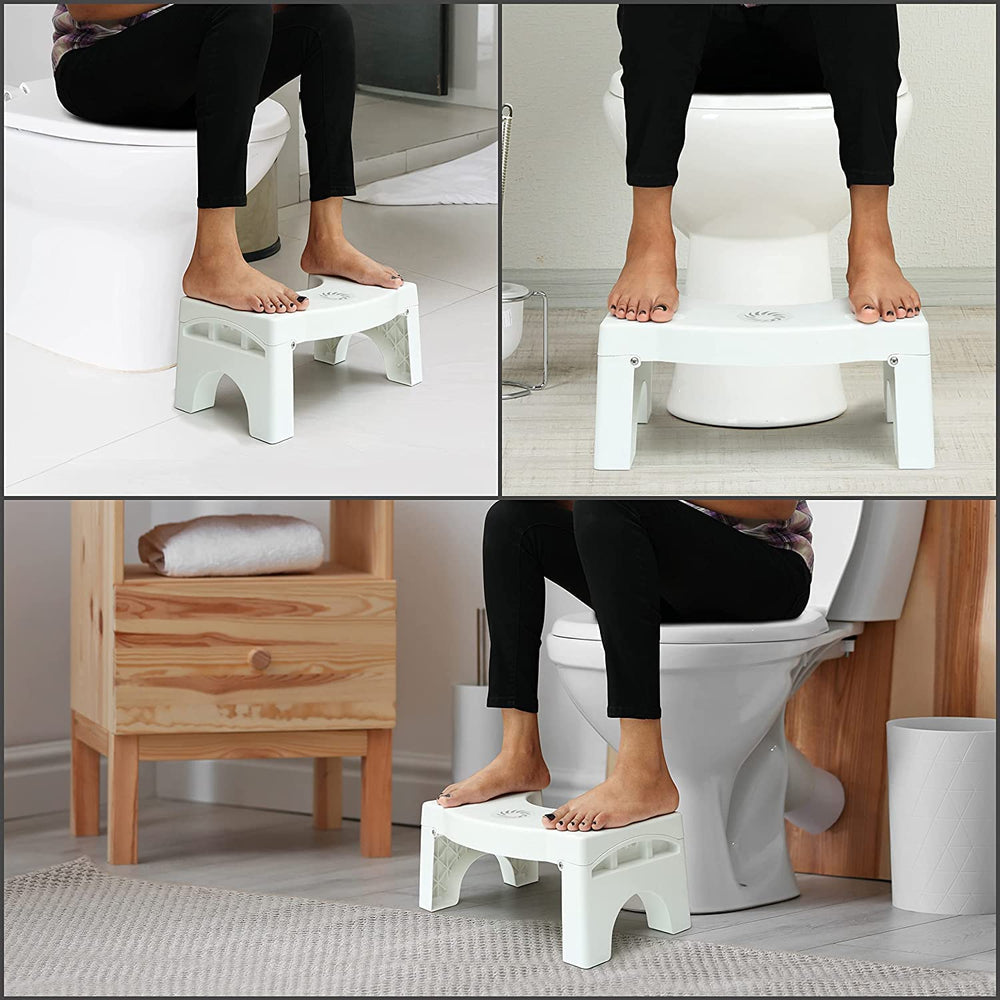 Folding Toilet Stool for Bathroom, Non Slip Squat Stool for Western Toilet, Plastic Foot Rest Stool for Adults, Compact Squatting Toilet Step (Multicolor)