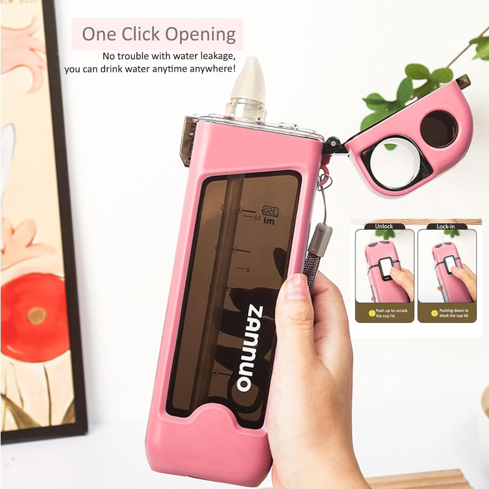 350ml Square Leakproof Sports Water Bottle - BPA-Free Portable Plastic Flat Bottle