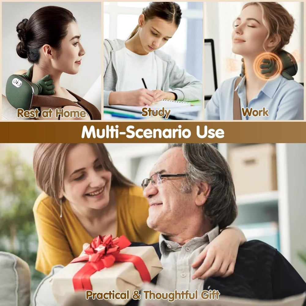Shoulder & Neck Massager for Pain Relief | Deep Tissue Kneading with Dual-Zone Heat & 2-Speed Temperature Control | Back & Leg Massager | Useful Gift | Green