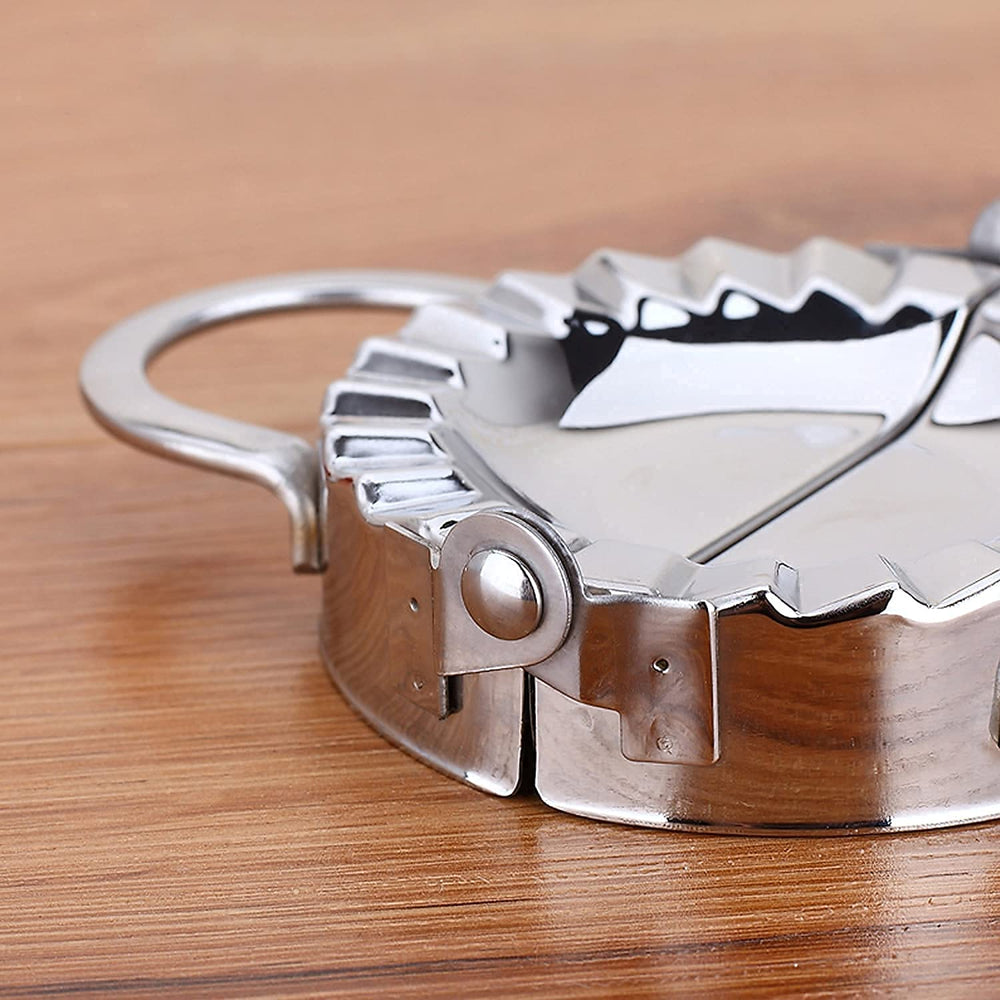 Big Size Stainless Steel Dumpling Making Kit,Gujiya/Gujia Karanji Momos Maker Mould Cutter Sacha Machine,Kitchen Molds for Festivals,Ravioli Cake Dumpling Pastry Pierogi Dough Wraps Mold-1Pc