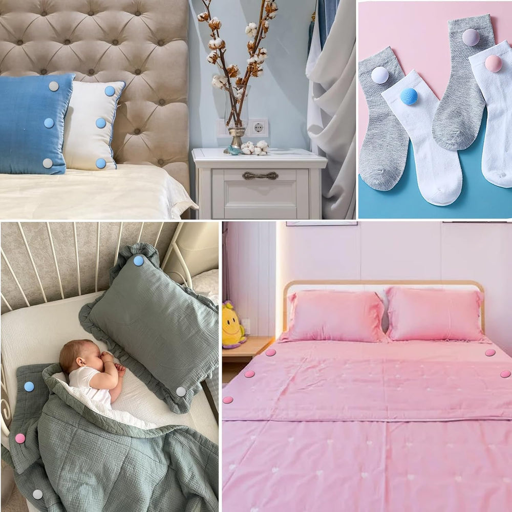 Bed Sheet Clips Mushroom Duvet Cover Pins Holding Clips Non-Slip Cover Fixator Comforter Quilt Anti-Movement Bed Quilt Clamps with One-Key Unlock for Blanket (Mix Pack of 16)