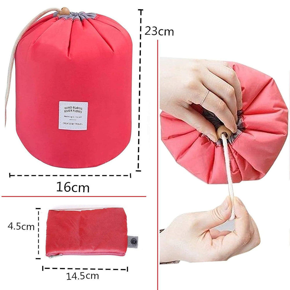 Bucket Barrel Shaped Cosmetic Bag | Toiletry Bags | Round Makeup Pouch for Girls and Women (Multi Color)