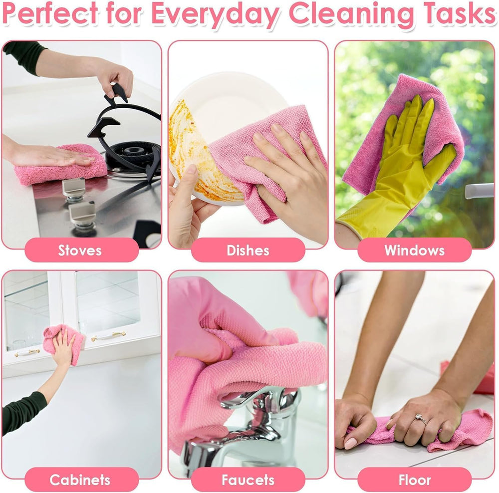 Microfiber Cleaning and Drying Wipes, Pack of 20 | Lint Free Cloth, Washable All Purpose Wash Cloth for Kitchen, Car, House, Office (Multicolor)