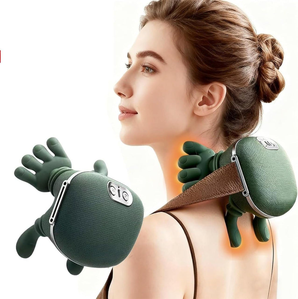 Shoulder & Neck Massager for Pain Relief | Deep Tissue Kneading with Dual-Zone Heat & 2-Speed Temperature Control | Back & Leg Massager | Useful Gift | Green