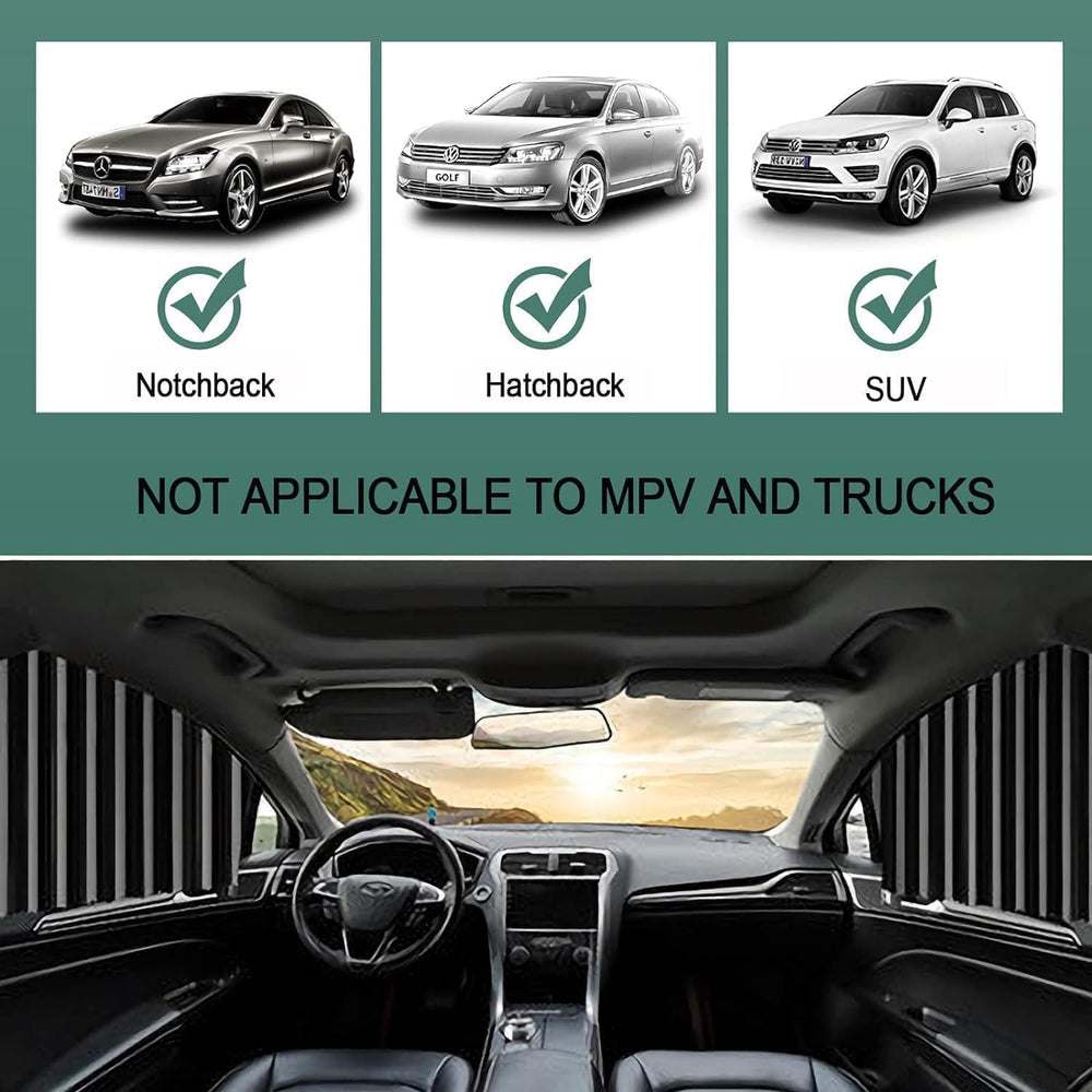 4pcs Magnetic Car Window Curtains, Car Window Sun Shade Protector - Car Sun Shade Protector Window, Car Side Window Privacy Cover, Car Curtain Window Slider, Removable - Keeps Cooler Screen