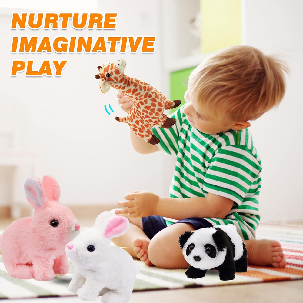 Hopping Walking Bunny Toy with Sounds, Jumping RABIT Wiggling Ears, Twitching Mouth and Nose, Educational Interactive Bunny RABIT Toy for Baby Kids (Rabbit)