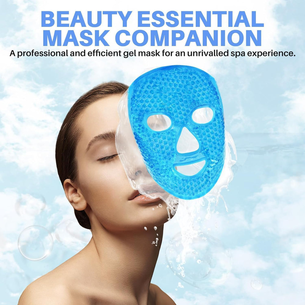 Ice Gel Face Mask Hot & Cold Reusable Full Face Pack for Puffy Eyes, Dark Circles, Headache, Skin Care Cooling Facial Gel Mask for Men & Women