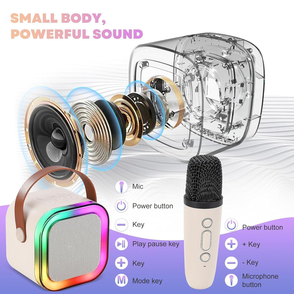 Karaoke Rechargeable Wireless Mini Bluetooth Speaker with Microphone & LED Lights | Portable Singing Machine for Kids Boys & Girls | Music Toy Birthday Gift for Children & Adults