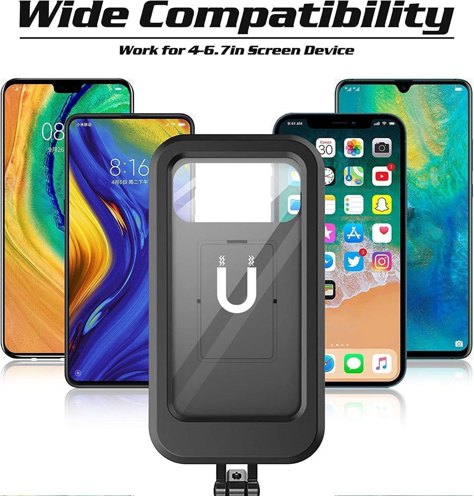 Waterproof Bike Mobile Phone Holder for Handlebar, 360° Rotatable Touch Screen Phone Mount, IPX6 Rainproof Case for 4.7–7.2 Inch Smartphones, Universal Motorcycle & Bicycle Mobile Stand (Black)