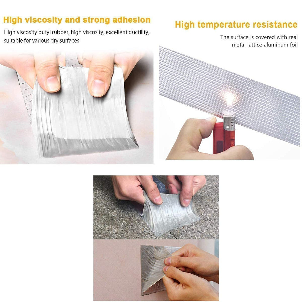 2 inch 5 Meter, Waterproof Leakage Repair Tape – Aluminum Foil Buty Tape for Roof, Pipe, Wall, Gutter, Car, and Water Tank Leakage Sealing & Waterproofing silver