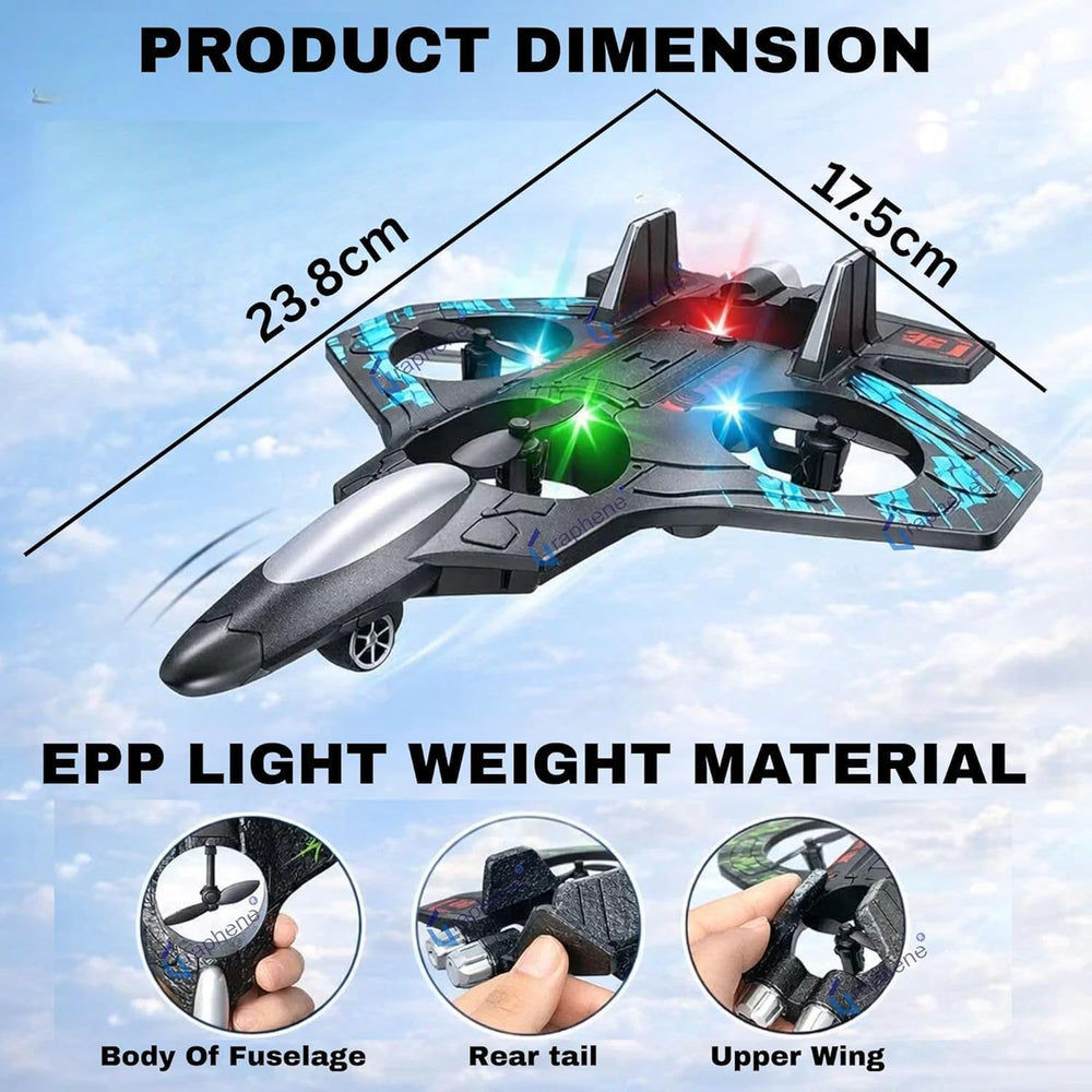 RC Fighter Jet Airplane for Kids & Adults | Remote Control Flying Plane Toy with LED Lights, 360° Flip & Stunt Roll | Rechargeable Easy to Fly RC Aircraft