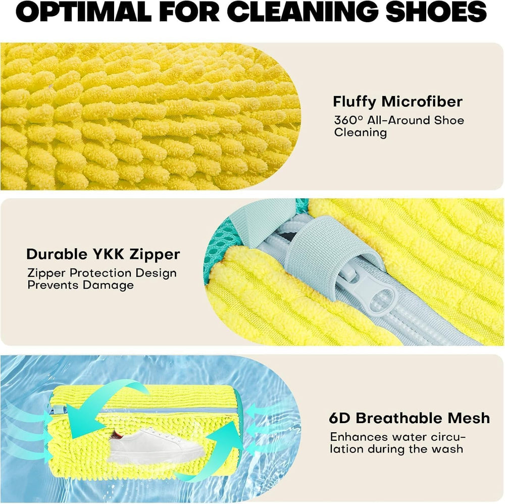 Shoe Washing Machine Bag Laundry Shoe Bag for Washer & Dryer, Reusable with Durable Zipper for Sneakers & Delicates 360° Deep Cleaning Washable Laundry Organizer Bag
