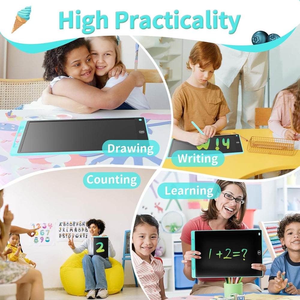 LCD Writing Tablet 12 Inch for Kids, Rewriteable Digital Magic Slate Drawing and Doodle Pad with Pen, Erase Button, Smart Lock, Writing Scribble Board for Boys & Girls (Multicolor)
