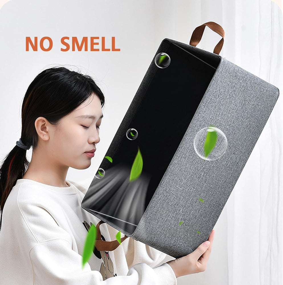 26 Liter Foldable Wardrobe Organizer with Durable Handle & Metal Frame Rectangle Stuff Storage Box Closet Drawer Organizers for Clothes, Toys, Books, Blanket Baskets for Pants Jeans Sweater