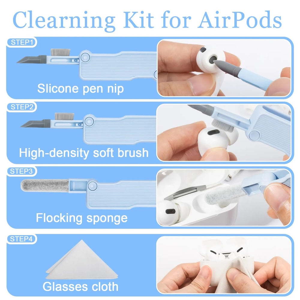 7 in 1 Electronic Cleaner kit | Cleaning Kit for iPad | iPhone | Airpods | Monitor Screen | Keyboard | Dust Brush Including Soft Sweep | Swipe | Airpod Cleaner Pen | Key Puller and Spray Bottle