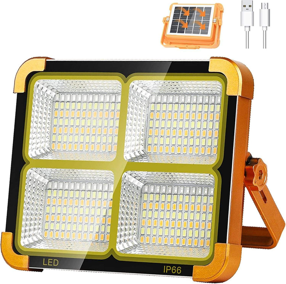 Portable LED Work Solar Light Use for emergency IP66 Waterproof,USB & Solar Rechargeable LED Flood Light - 288 LED's Outdoor Light 5 Adjustable Light mode for Garden, Camping, Garage