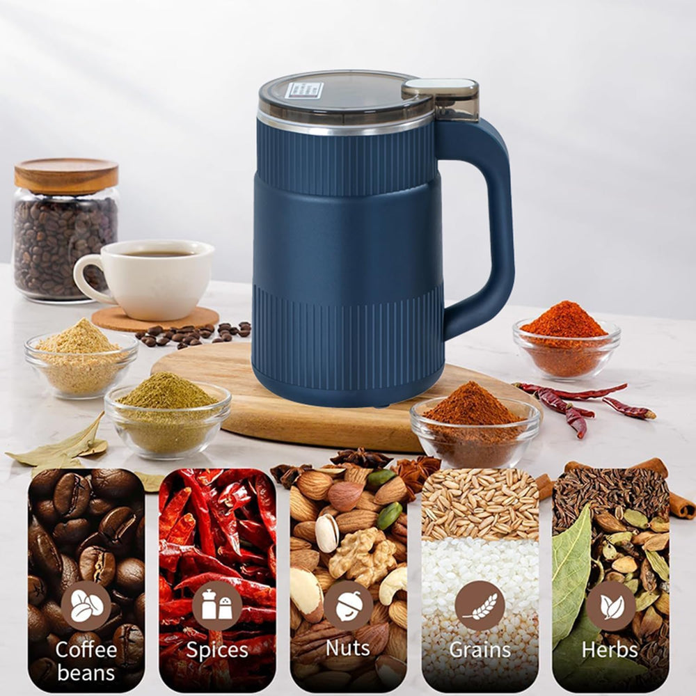 Portable Electric Spice & Coffee Grinder with Handle | Stainless Steel Mini Mixer for Masala, Dry Herbs & Nuts | Compact Powerful Motor | Small Kitchen Grinding Machine