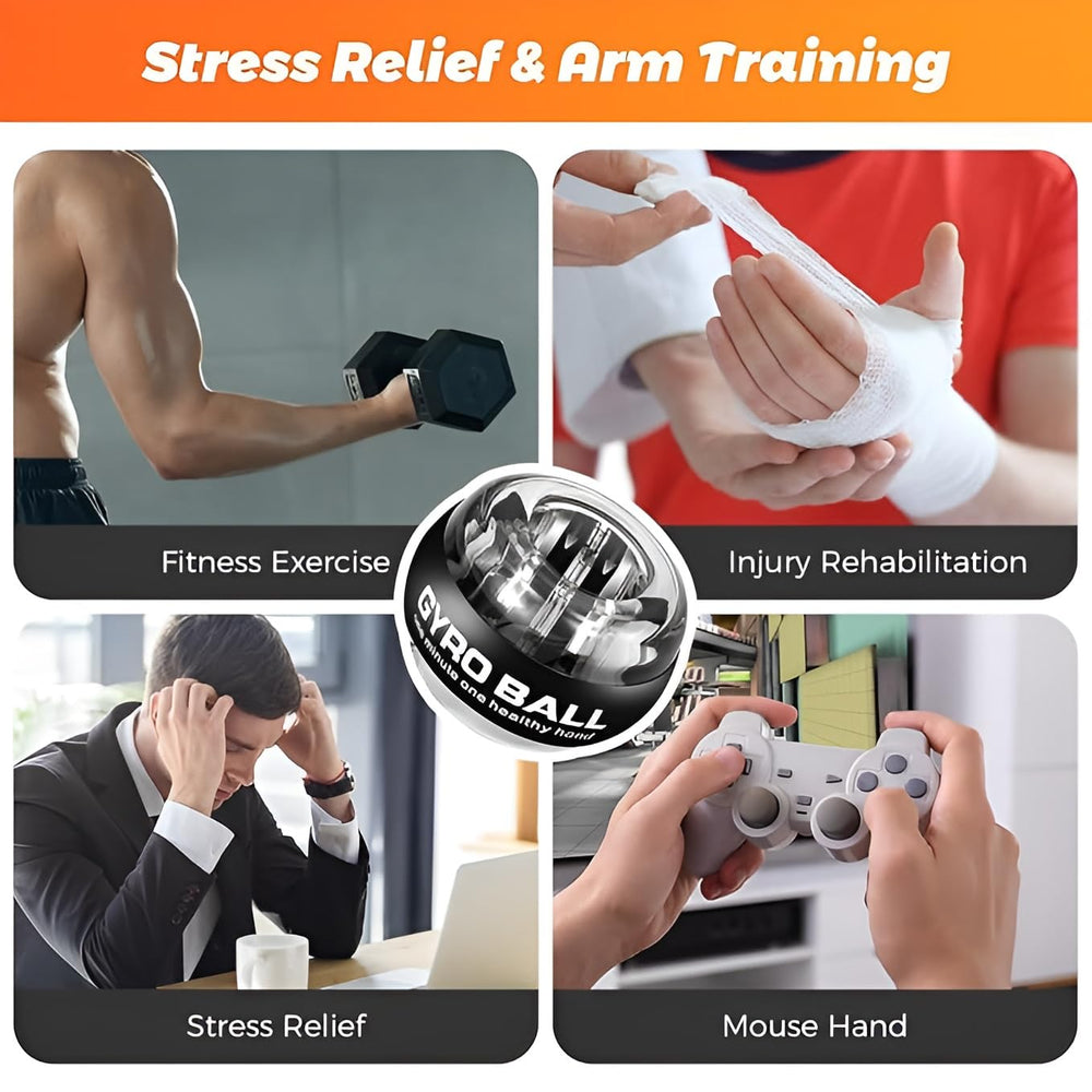 Gyro Wrist Trainer Ball - Hand Forearm Strengthener Ball - Advanced Power Auto Start Technology for Exerciser Stronger Muscle Fingers Bones Workout (Colorful Light)