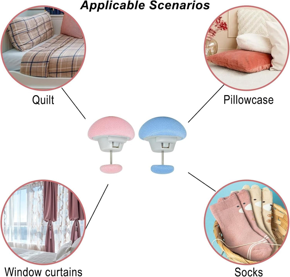 Bed Sheet Clips Mushroom Duvet Cover Pins Holding Clips Non-Slip Cover Fixator Comforter Quilt Anti-Movement Bed Quilt Clamps with One-Key Unlock for Blanket (Mix Pack of 16)