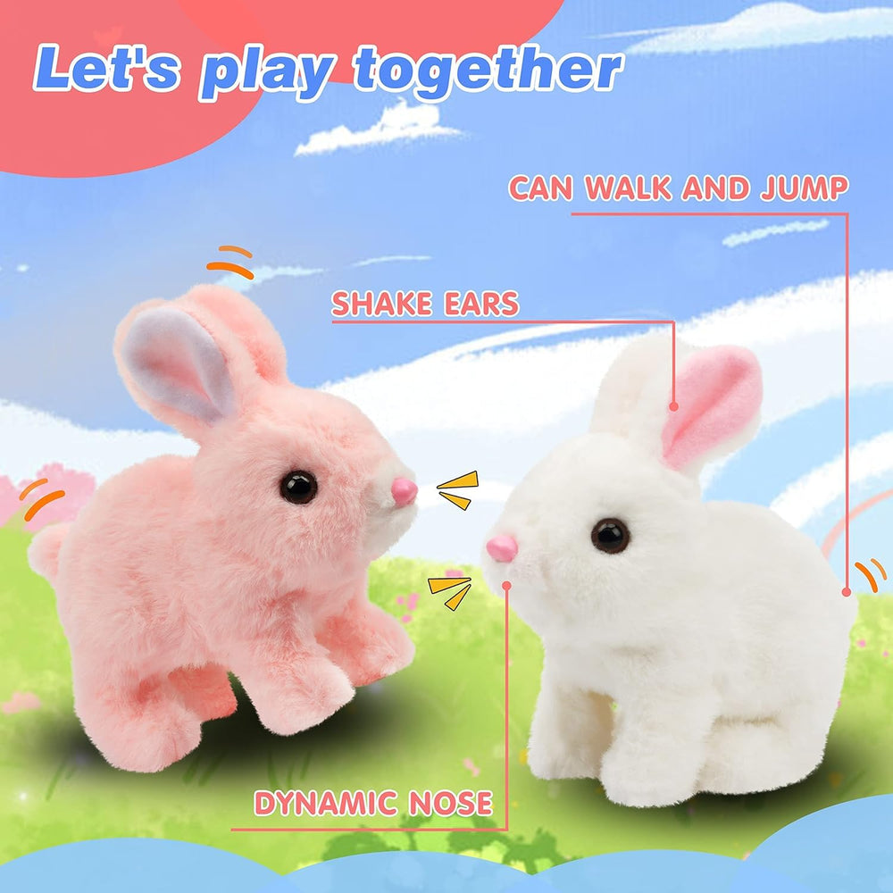 Hopping Walking Bunny Toy with Sounds, Jumping RABIT Wiggling Ears, Twitching Mouth and Nose, Educational Interactive Bunny RABIT Toy for Baby Kids (Rabbit)