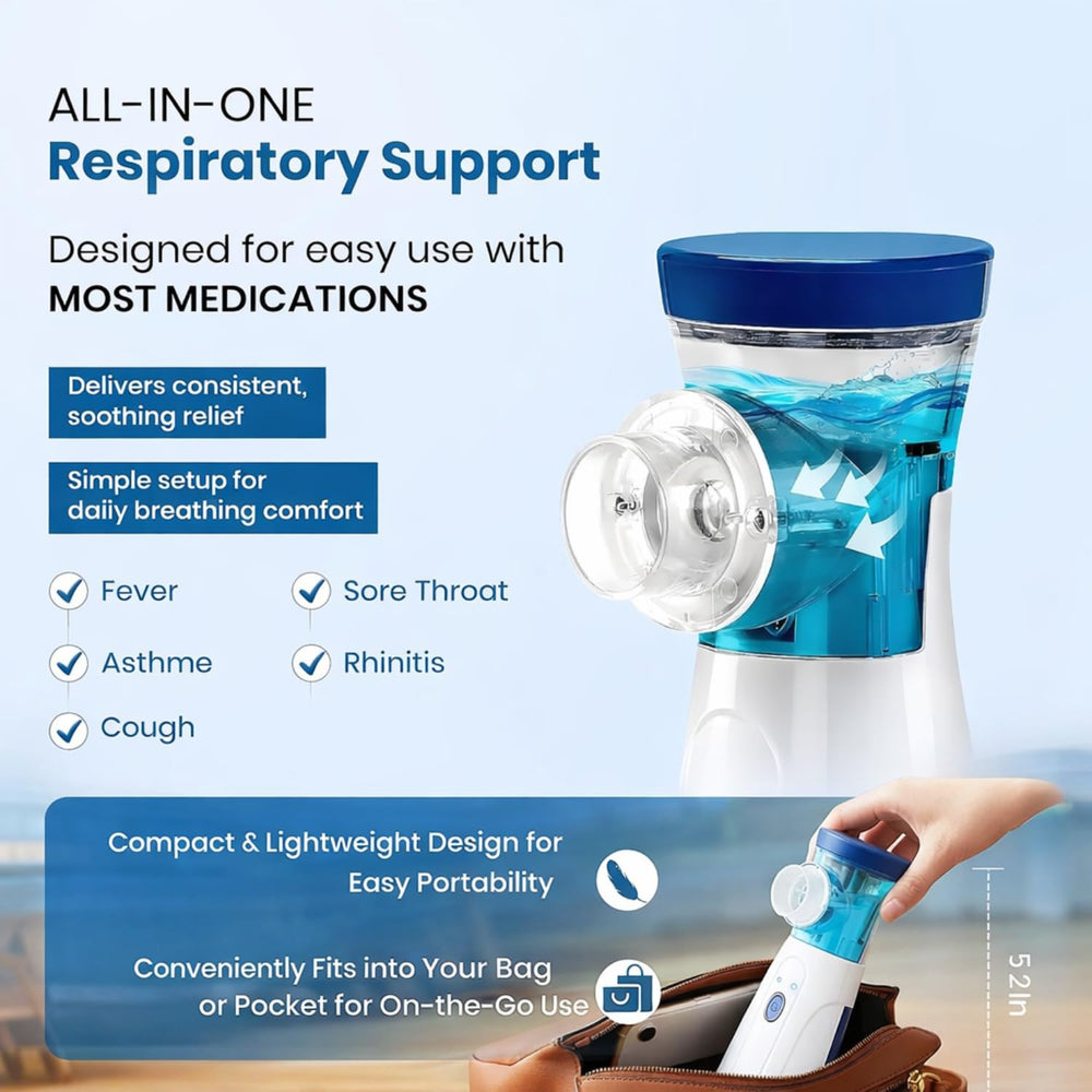 Nebulizer, Portable Mesh Nebulizer for Adults & Kids, Mini Handheld Ultrasonic Inhaler, Low-Noise Steam Vaporizer for Home & Travel, Wireless Vaporizer Machine With Respiratory Mask (Blue, 2026)