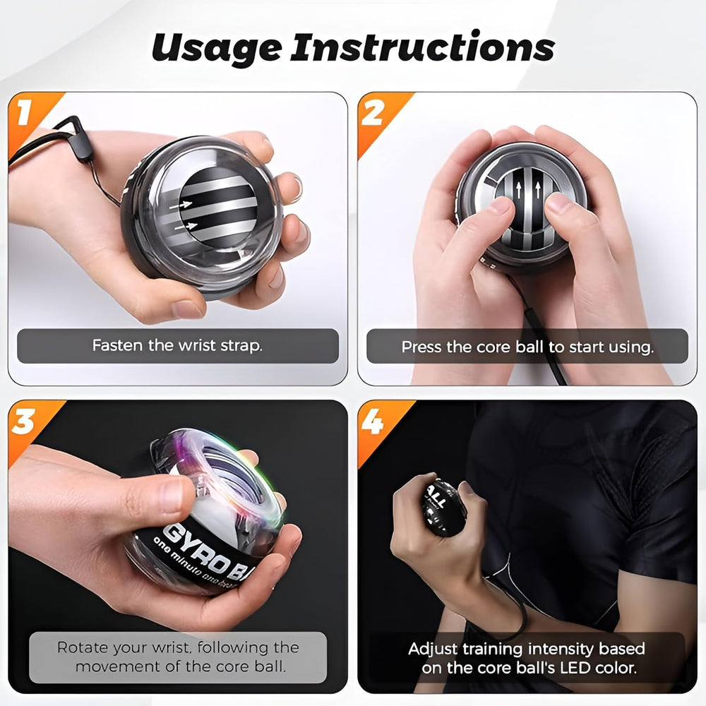 Gyro Wrist Trainer Ball - Hand Forearm Strengthener Ball - Advanced Power Auto Start Technology for Exerciser Stronger Muscle Fingers Bones Workout (Colorful Light)