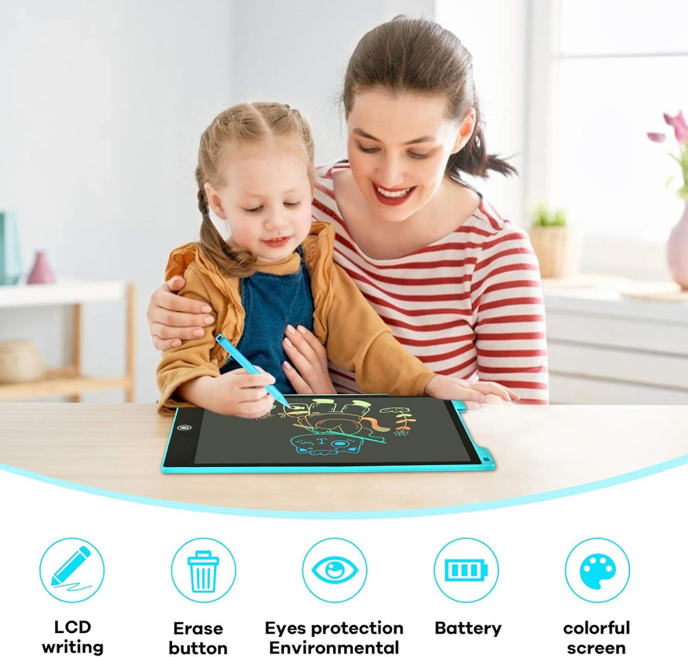 LCD Writing Tablet Drawing Board 12 Inch Colorful Girls Toys Christmas Birthday Gift for 3 4 5 6 7 Year Old Girls Erasable Drawing Tablet Doodle Board Toddler Learning Toys for Girls Age 3+ (Sky)