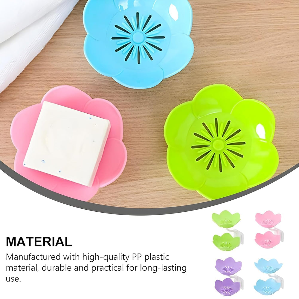 Lotus Flower Shape Soap Holder | Double Layer Drainable Soap Dish | Wall Mounted & Reusable | Adhesive Sticker Included | No-Soggy Soap Solution for Bathroom & Kitchen (Multi-2 pcs)