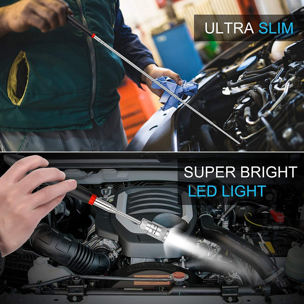 8lb Magnetic Telescoping Pick-Up Tool with LED Light – Extendable Magnet Stick for Screws, Bolts & Auto Repair