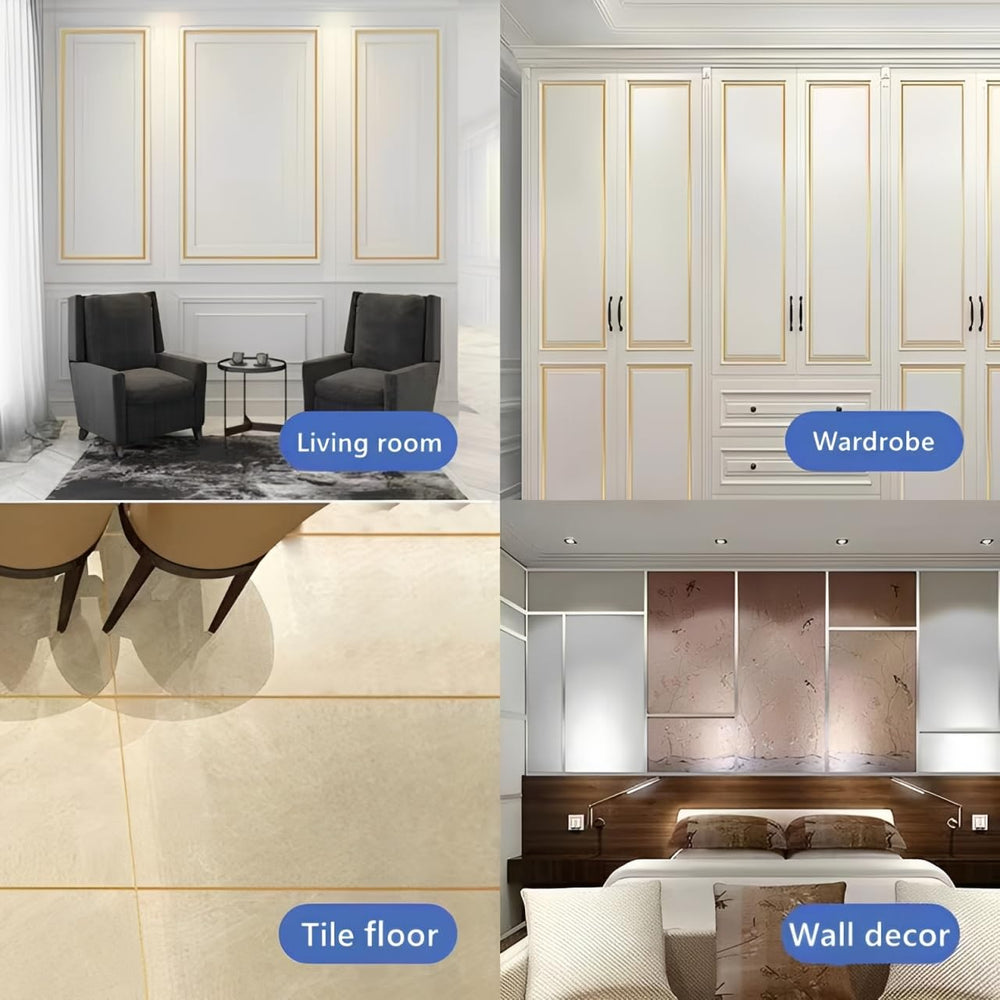 Golden 0.5cm Tile Gap Sealing Tape Waterproof Self Adhesive Decorative Strip for Wall Floor Ceiling Kitchen Cabinet Seam Cover Tile Border Sticker (50mtr)