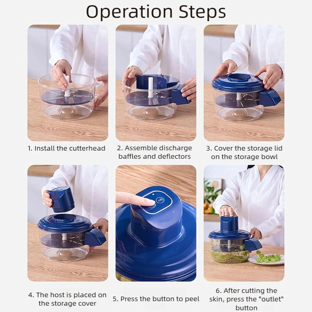 Multipurpose Automatic Fruit & Vegetable Peeler, Rechargeable Electric Peeler with 5 Blades, Smart Garlic & Grape Peeling Tool for Home, Shop & Restaurant (Pack of 1)