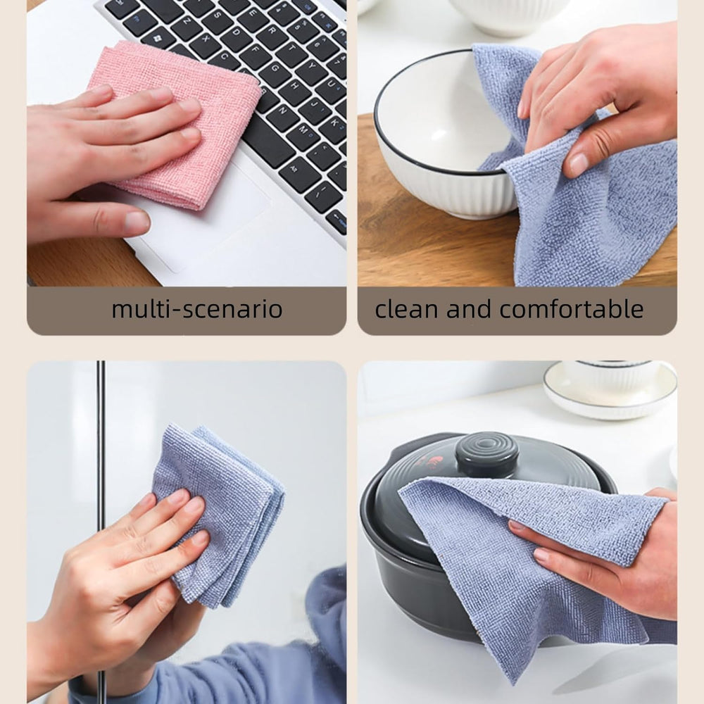 Microfiber Cleaning and Drying Wipes, Pack of 20 | Lint Free Cloth, Washable All Purpose Wash Cloth for Kitchen, Car, House, Office (Multicolor)