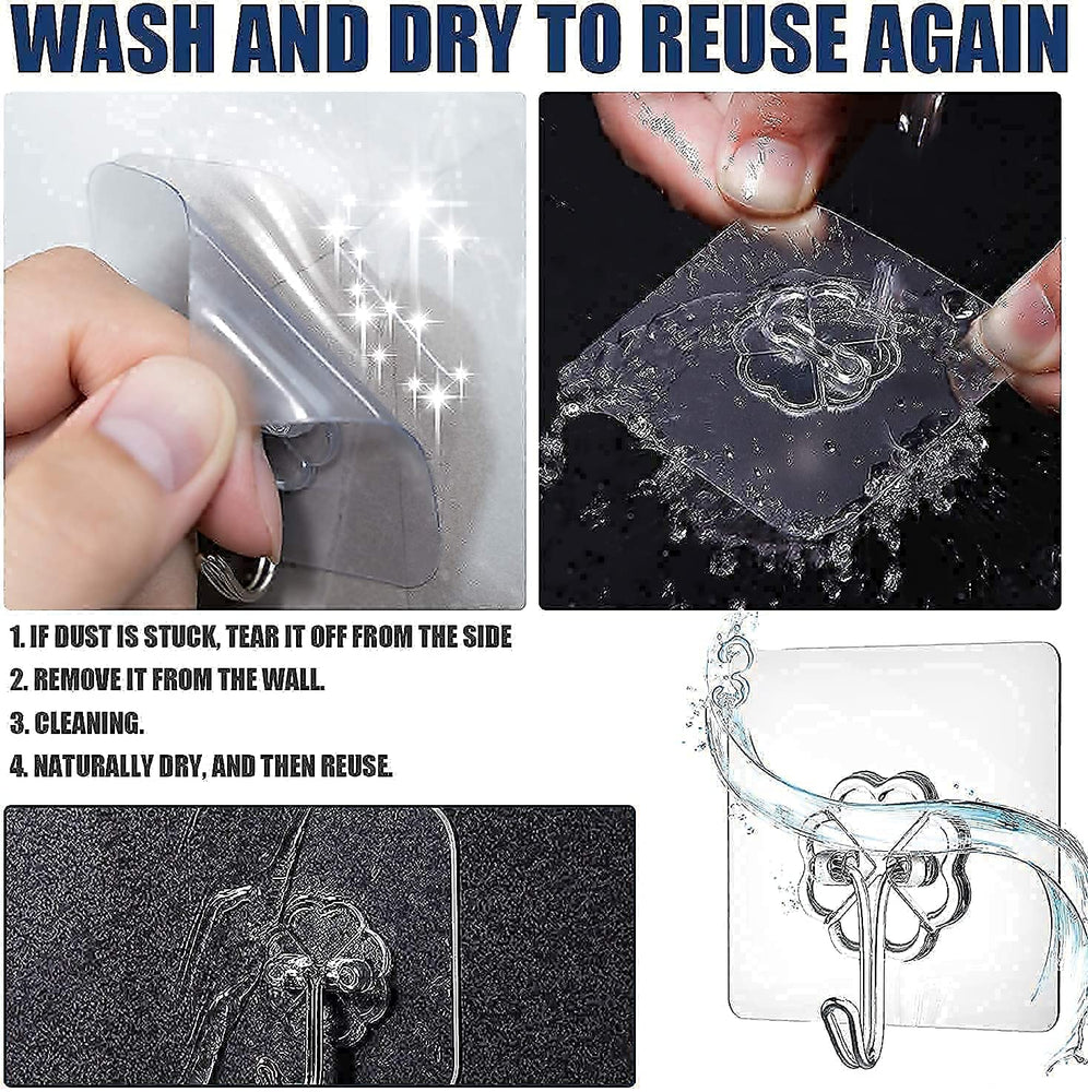 Wall Mounted Adhesive Hooks - Multipurpose Self-Adhesive Steel Hangers | Flower Wall Hook Stickers | Durable Wall Sticker Hooks | Pack of 20