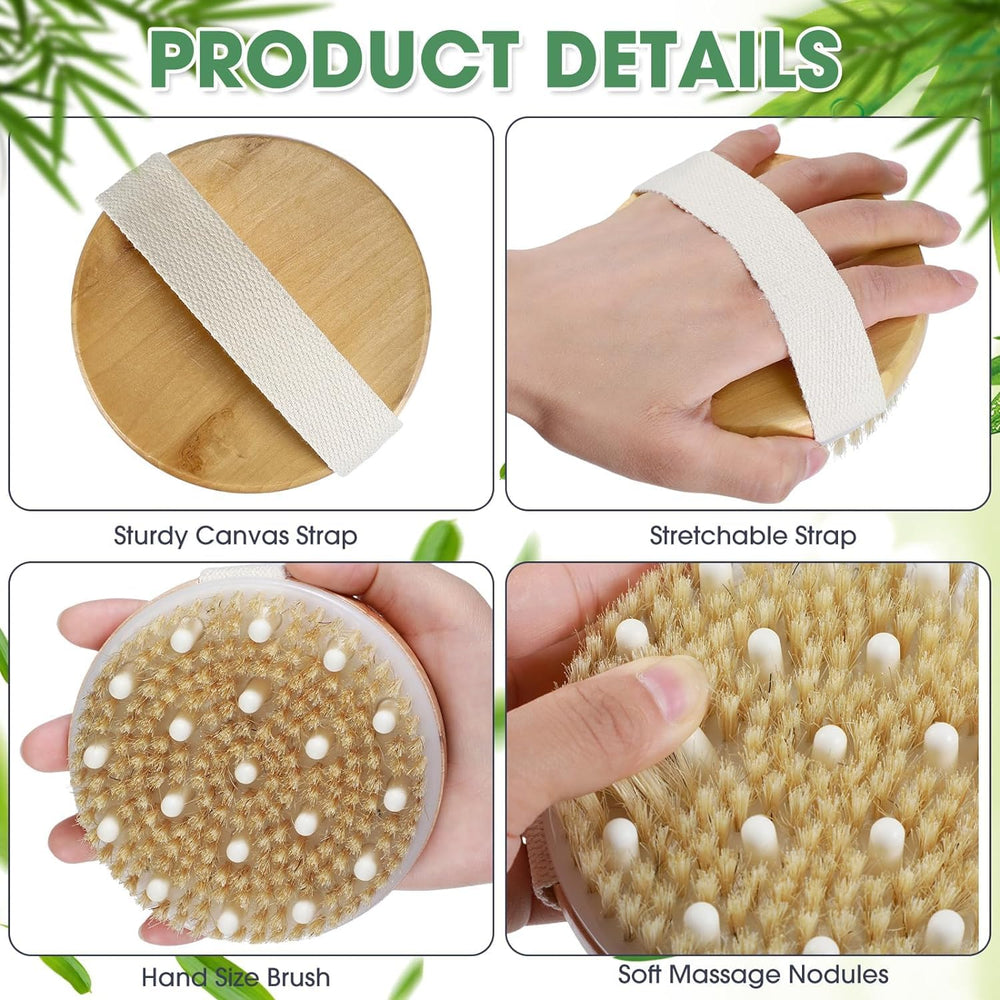 Dry Brushing Body Brush Exfoliating Body Scrubber Wooden Shower Brush Body Exfoliator Dry Brush Bath Brush for Cellulite and Lymphatic, Improve Circulation, Stop Ingrown Hairs