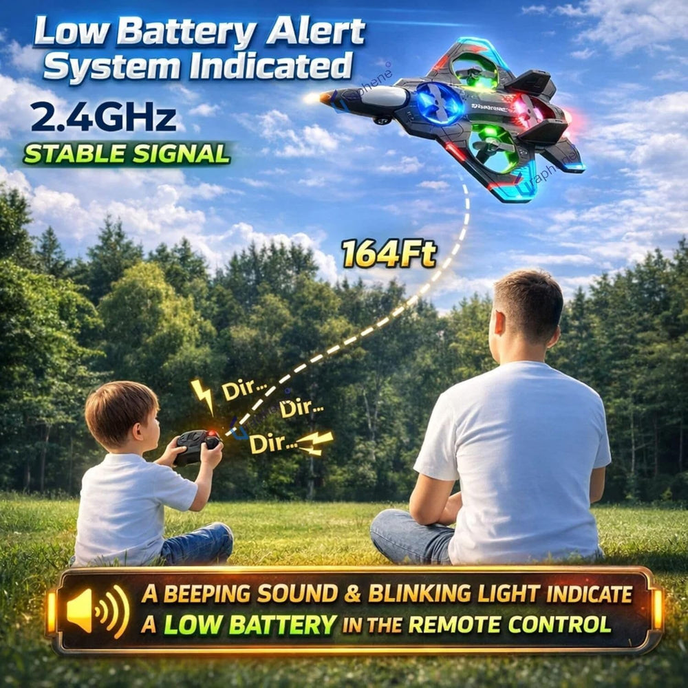 RC Fighter Jet Airplane for Kids & Adults | Remote Control Flying Plane Toy with LED Lights, 360° Flip & Stunt Roll | Rechargeable Easy to Fly RC Aircraft