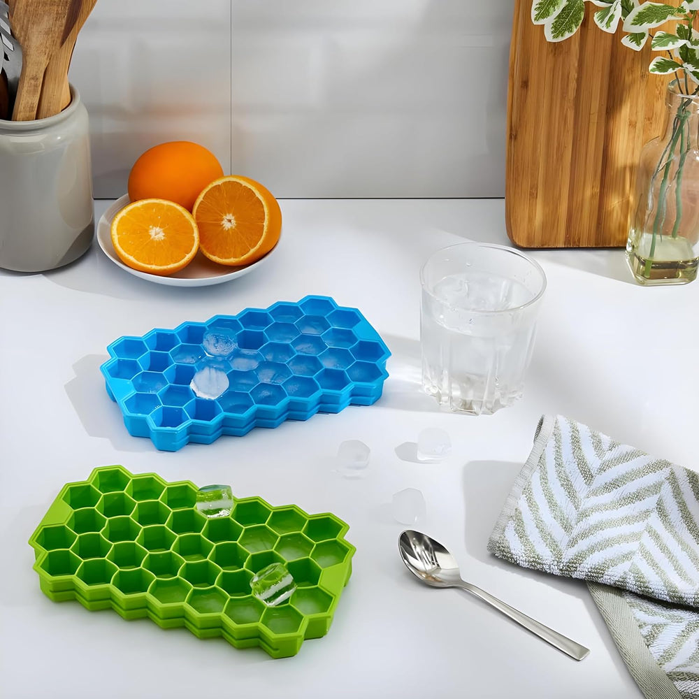 Ice Cube Tray Silicone for Freezer Honeycomb 37 Cavity Ice Cube Mould Flexible Tray Without Lid for Freezer, Chocolate Cake Maker, Ice Trays for Chilled Drinks, Reusable (Pack of 1)