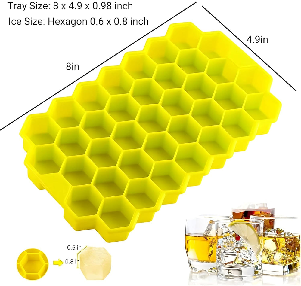 Ice Cube Tray Silicone for Freezer Honeycomb 37 Cavity Ice Cube Mould Flexible Tray Without Lid for Freezer, Chocolate Cake Maker, Ice Trays for Chilled Drinks, Reusable (Pack of 1)