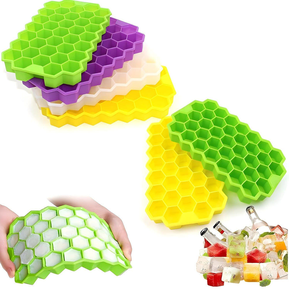 Ice Cube Tray Silicone for Freezer Honeycomb 37 Cavity Ice Cube Mould Flexible Tray Without Lid for Freezer, Chocolate Cake Maker, Ice Trays for Chilled Drinks, Reusable (Pack of 1)