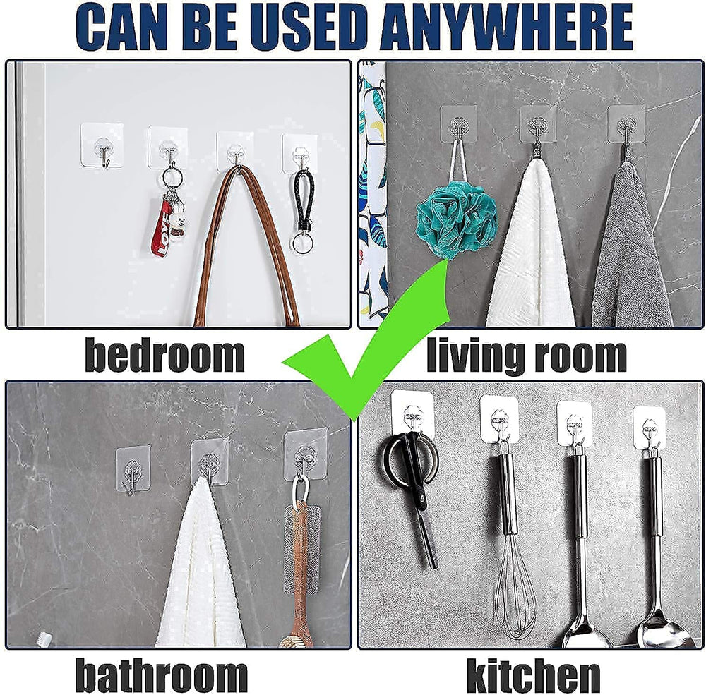Wall Mounted Adhesive Hooks - Multipurpose Self-Adhesive Steel Hangers | Flower Wall Hook Stickers | Durable Wall Sticker Hooks | Pack of 20