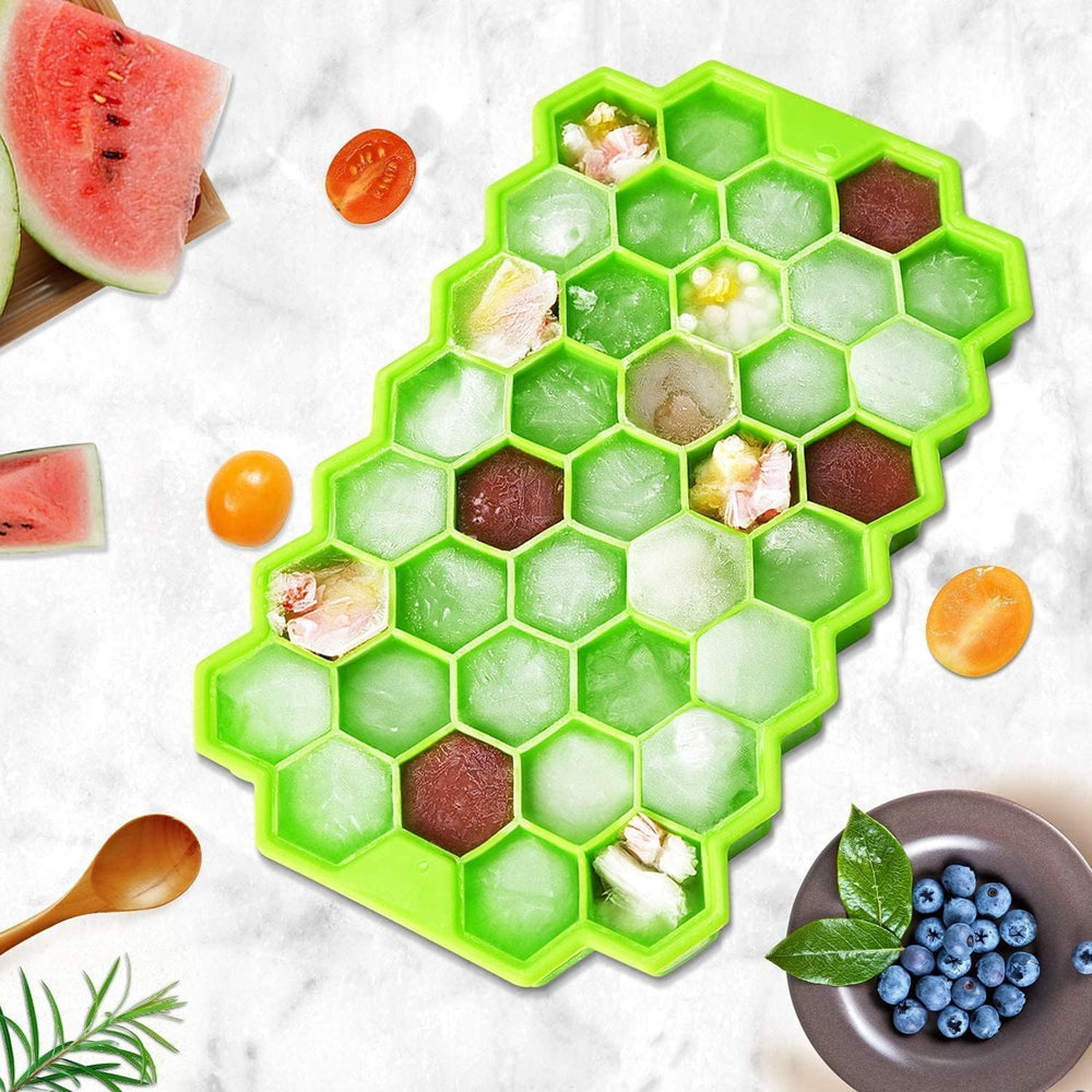 Ice Cube Tray Silicone for Freezer Honeycomb 37 Cavity Ice Cube Mould Flexible Tray Without Lid for Freezer, Chocolate Cake Maker, Ice Trays for Chilled Drinks, Reusable (Pack of 1)