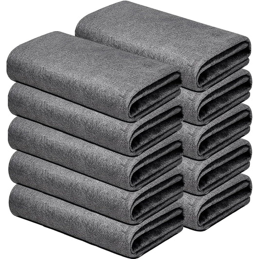 10 Pack Microfiber Cleaning Cloths, Thickened Streak Free & Lint Free Glass Cleaning Towels, Reusable Washable Cloths for Car Windows, Kitchen, Mirrors, Stainless Steel - 12x12 Inches Grey (30x30cm)