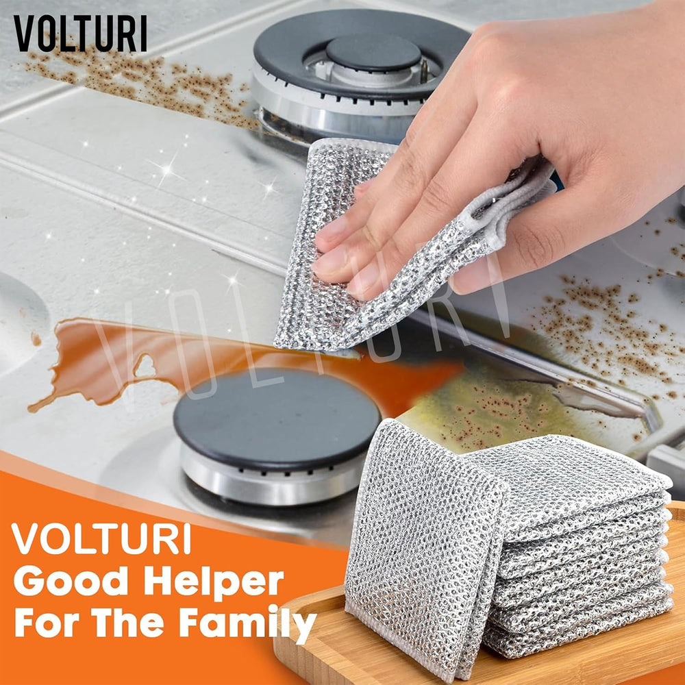 Non Scratch Wire Dish Cloth (Pack of 3), Steel Scrubber for Utensils Cleaning, Multipurpose Wet and Dry Cleaning, Stainless-Steel Dish Wash Scrubber for Washing Dishes, Sinks, Counters